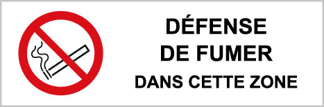 Défense de fumer dans cette zone - P502 - étiquettes et panneaux d'interdiction et de restriction - picto et texte paysage