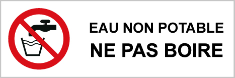 Eau non potable ne pas boire - P522 - étiquettes et panneaux d'interdiction et de restriction - picto et texte paysage