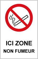 Ici zone non fumeur - P701 - étiquettes et panneaux d'interdiction et de restriction - picto et texte portrait