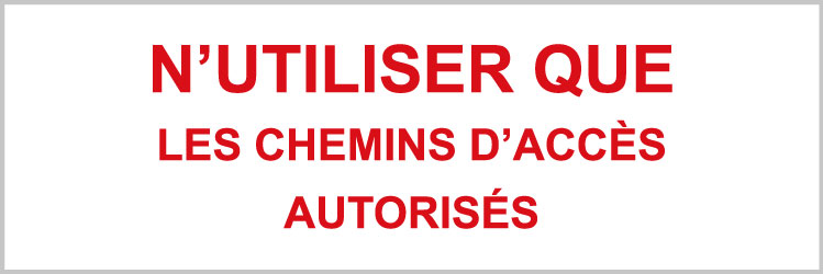 N'utiliser que les chemins d'accès autorisés - P922 - étiquettes et panneaux d'interdiction et de restriction - texte paysage