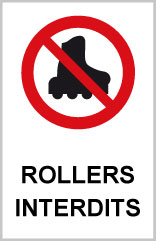 Rollers interdits - P735 - étiquettes et panneaux d'interdiction et de restriction - picto et texte portrait