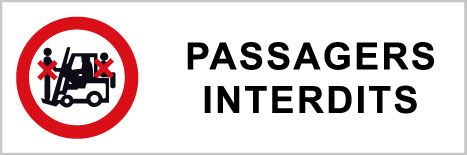 Passagers interdits - P554 - étiquettes et panneaux d'interdiction et de restriction - picto et texte paysage