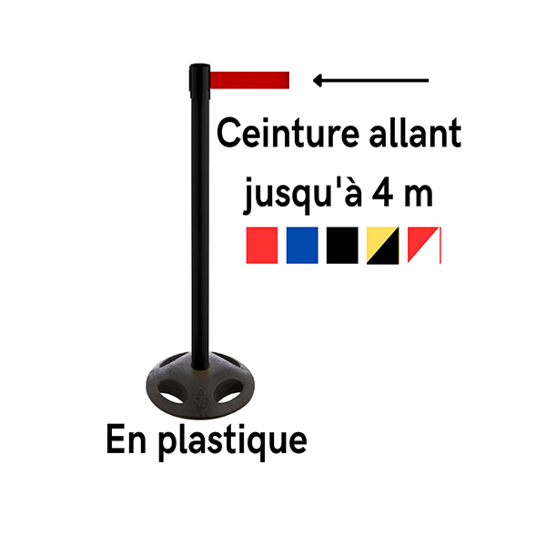 Poteau de guidage à sangle en plastique avec ceinture rétractable