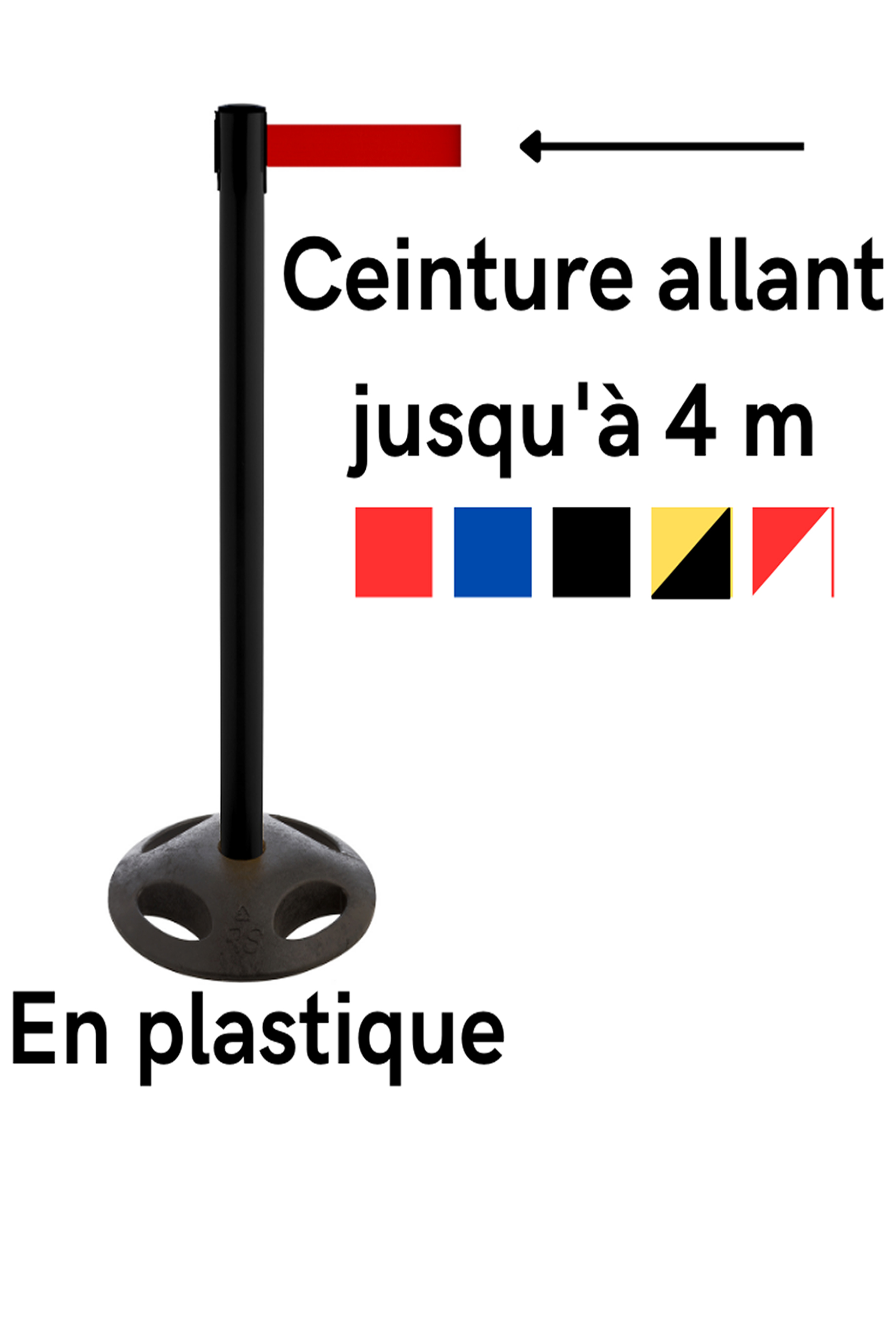 Poteau de guidage à sangle en plastique avec ceinture rétractable