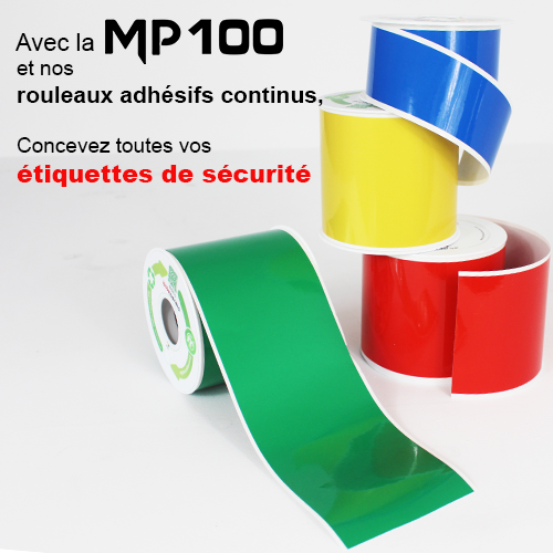 Imprimante signalétique d'étiquettes adhésives à transfert thermique :  MP100 - Préventimark