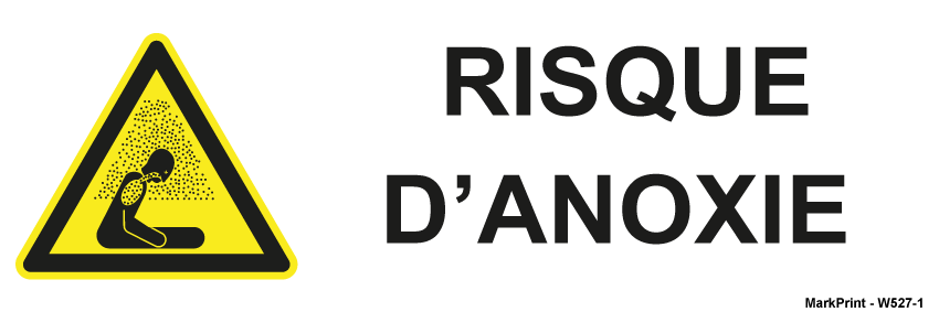 Risque d'anoxie - W527-1 - étiquettes et panneaux de danger et de prévention - picto et texte paysage