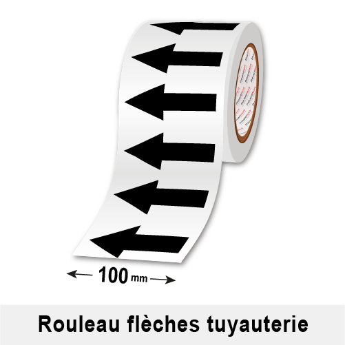 Rouleau : marqueurs de tuyauterie adhésifs fléchés