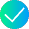 iIcône blanche validé sur fond rond dégradé bleu et vert